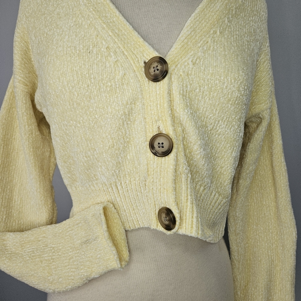 Urban Outfitters Size S V Neck Yellow Chenille Sweater